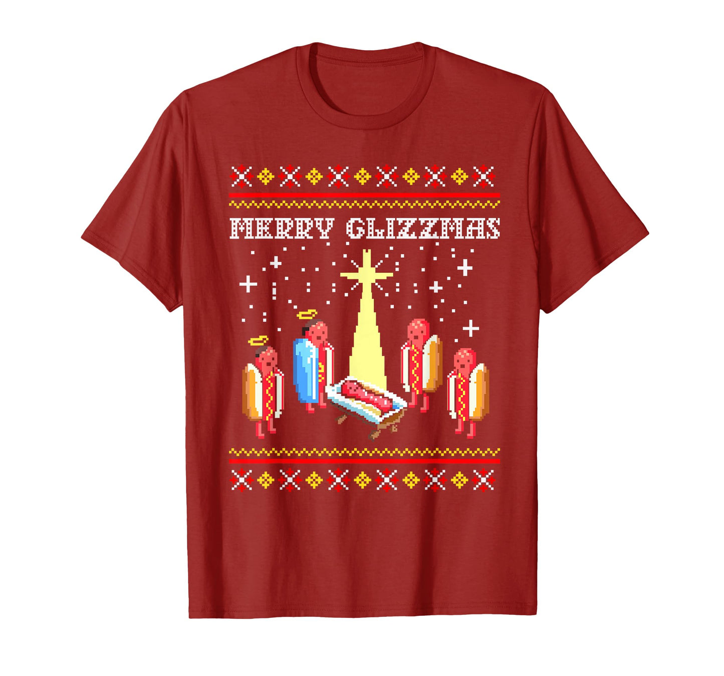 Funny Merry Glizzmas Hot Dogs Family Group Ugly Christmas T-Shirt