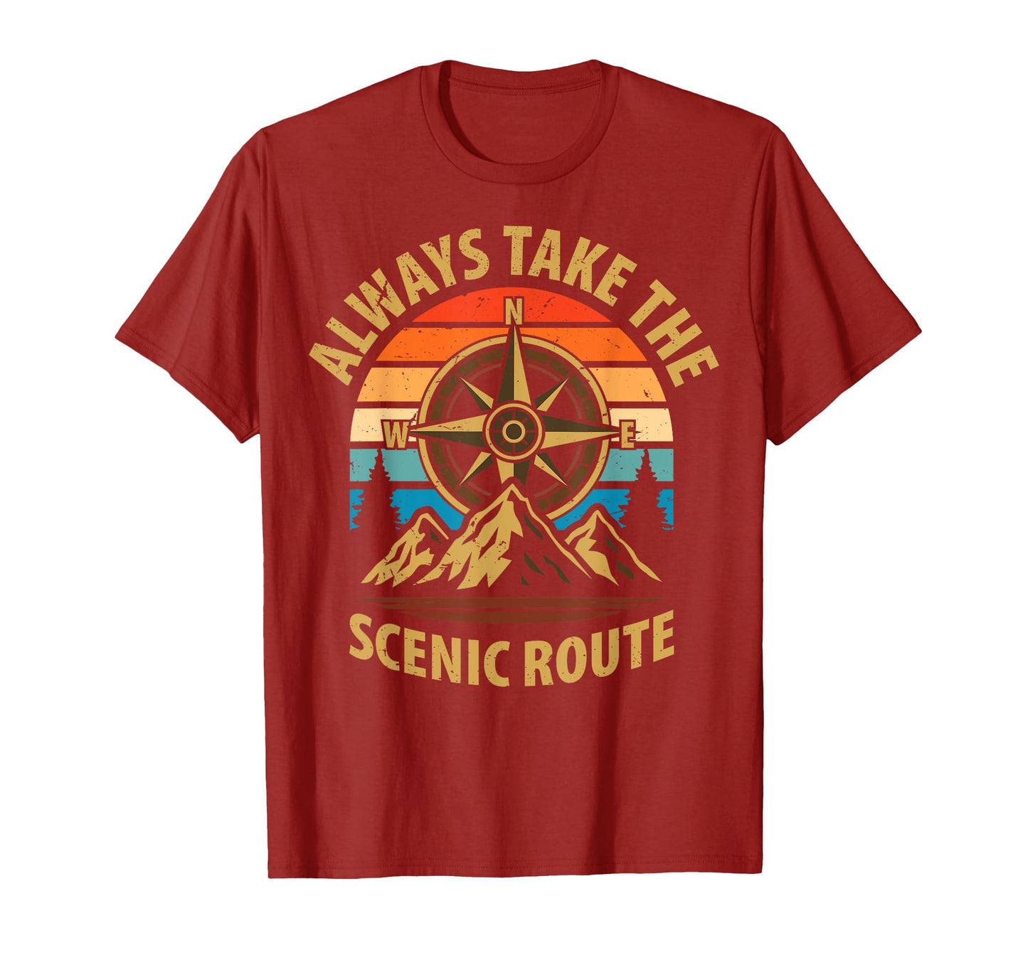 Always Take The Scenic Route Hiker Mountain Hiking Adventure T-Shirt