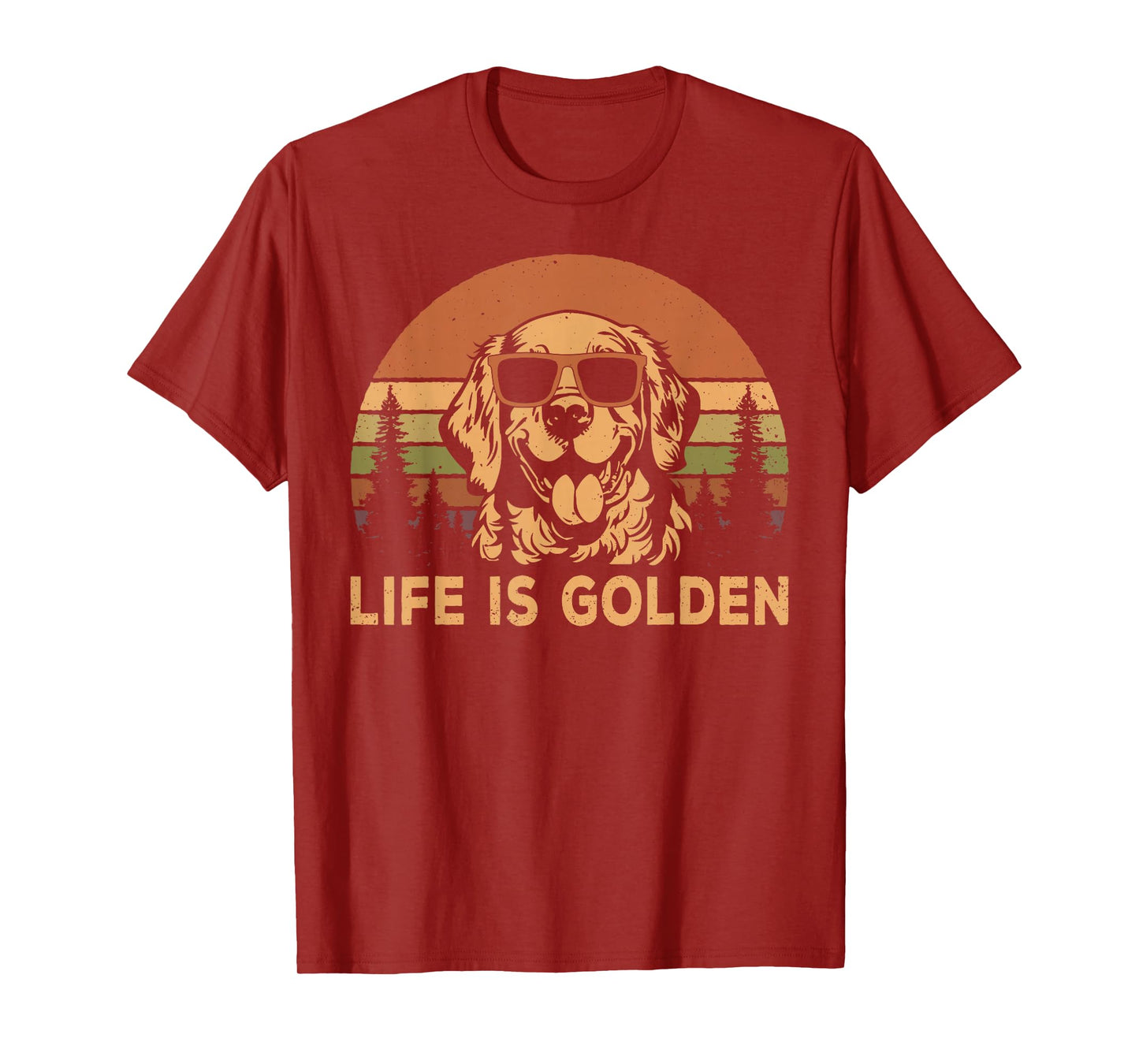 Vintage Golden Retriever Dog Life Is Golden Funny Dog T-Shirt