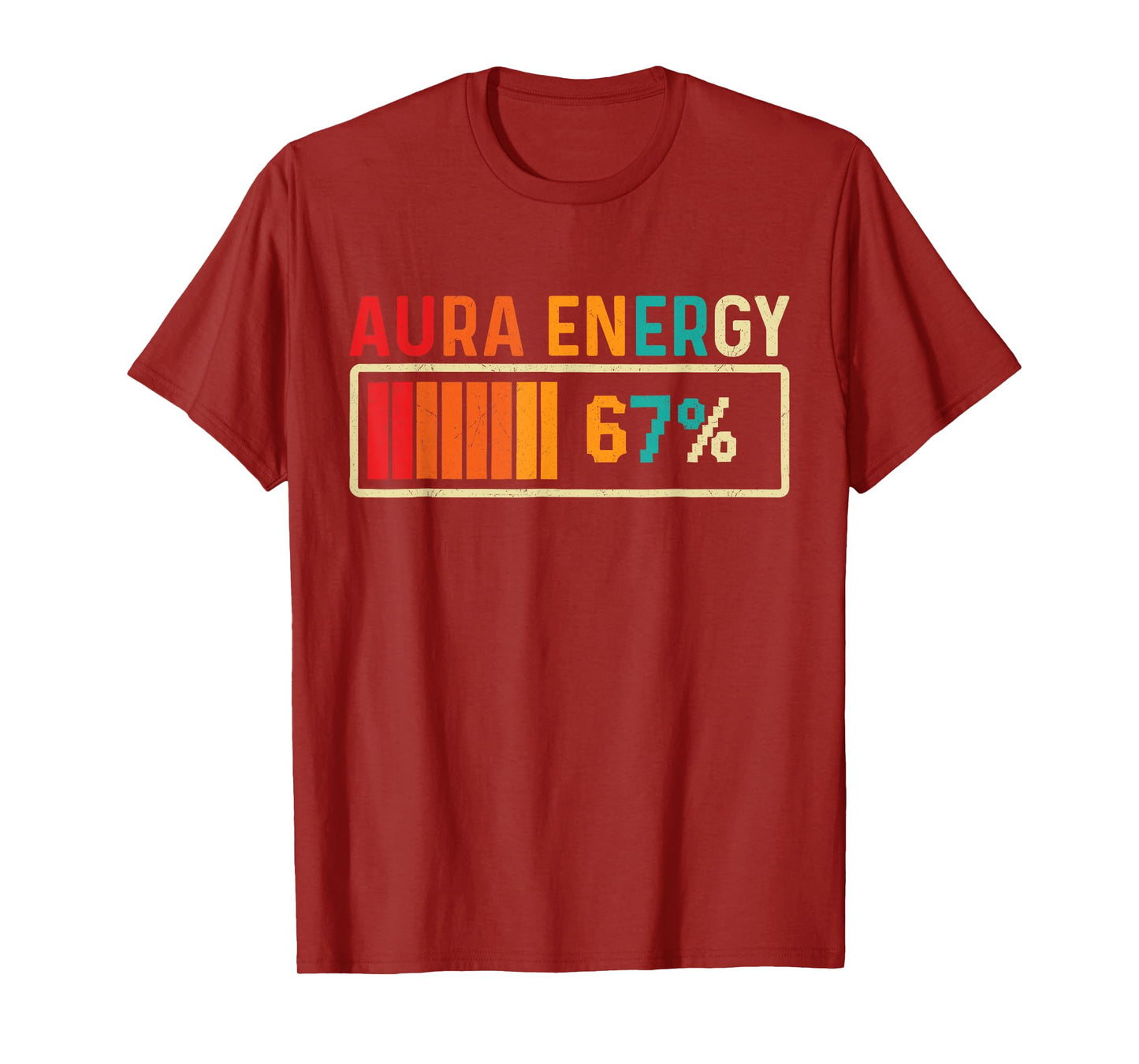 Aura Energy 67 Meme Funny Gen Alpha Slang Retro Vintage Men T-Shirt