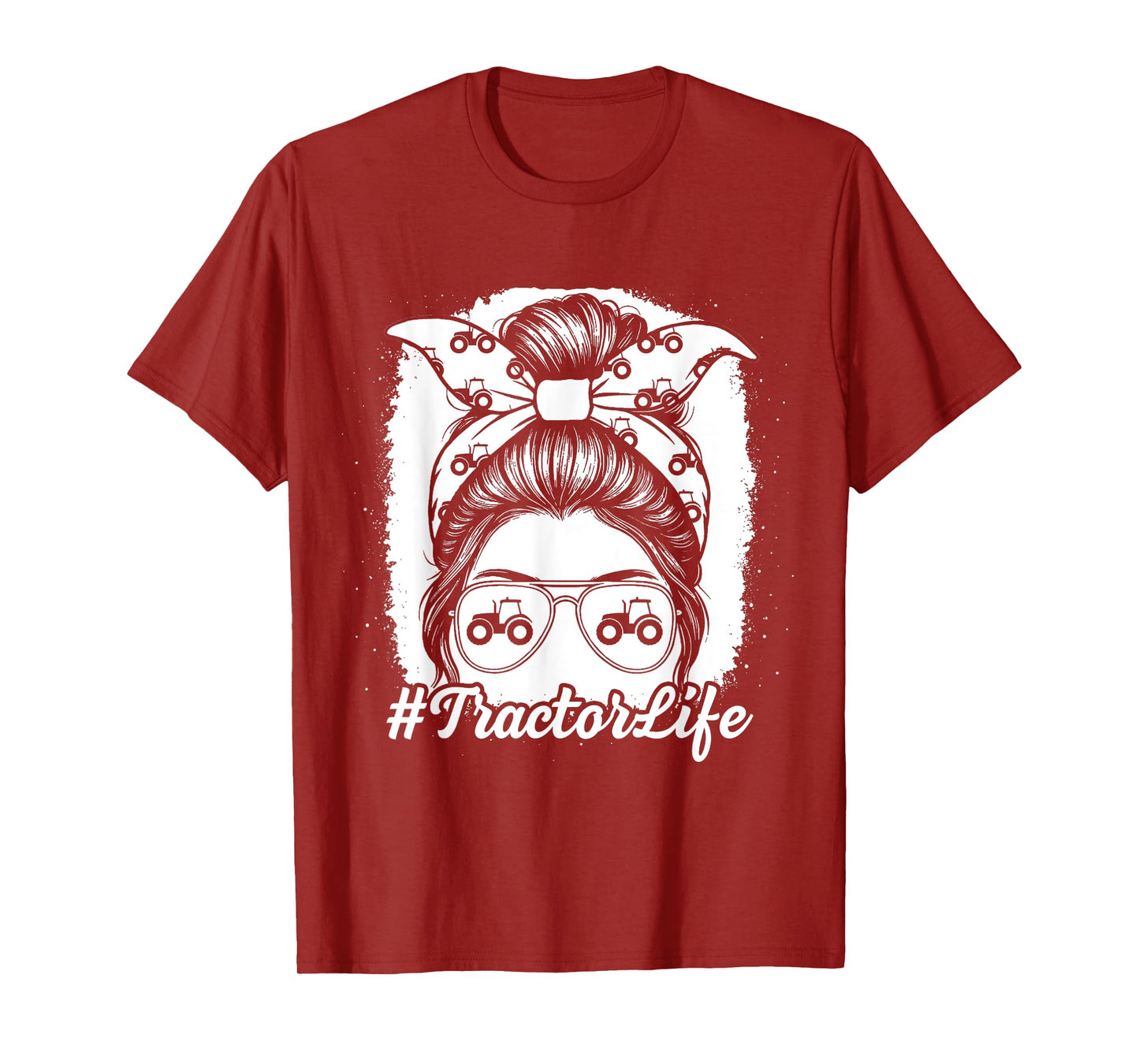 Tractor Life Messy Bun Farm Plow Field Girl Women T-Shirt