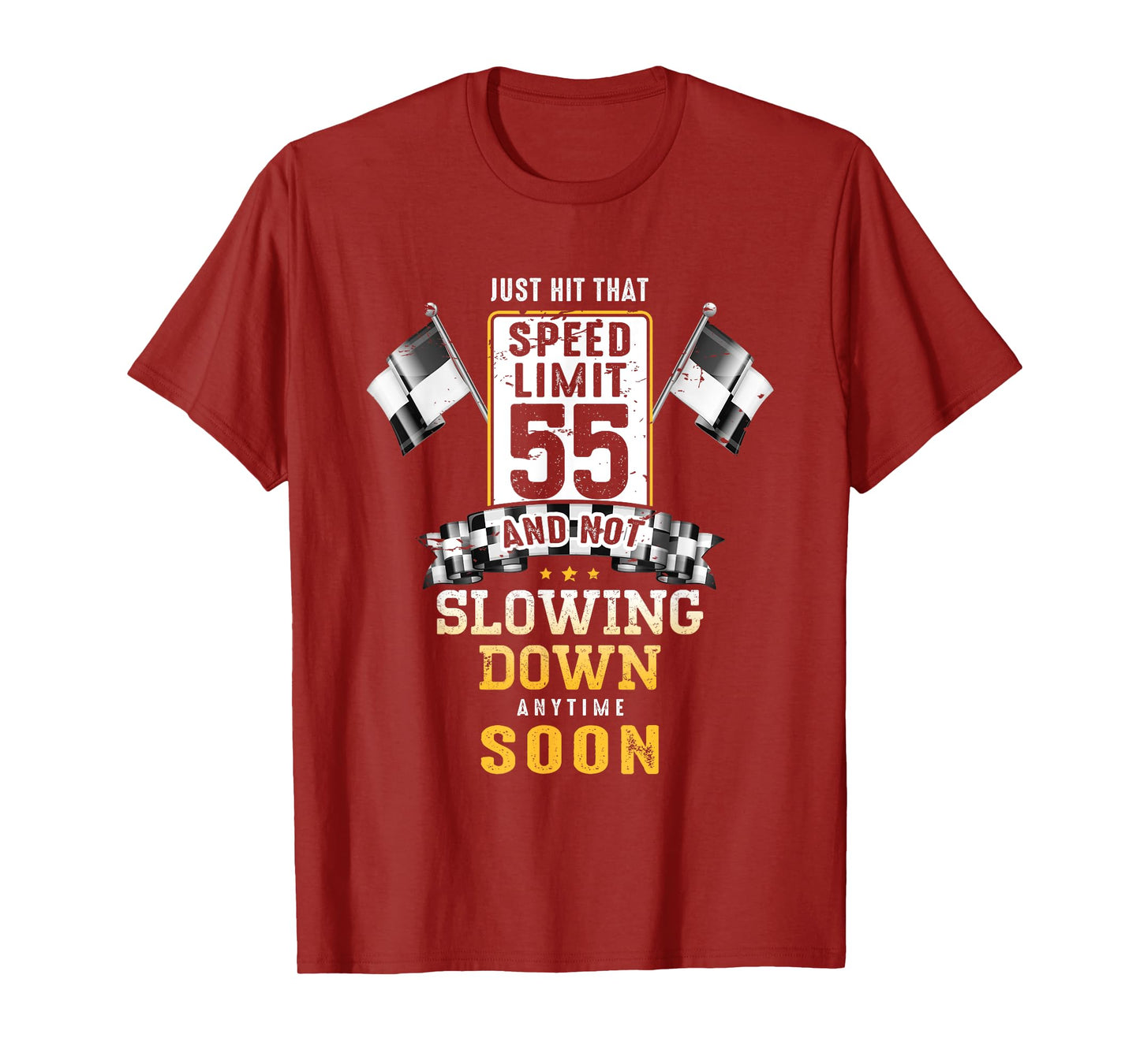 55th Birthday Idea Speed Limit Sign 55 mph Funny Driving T-Shirt