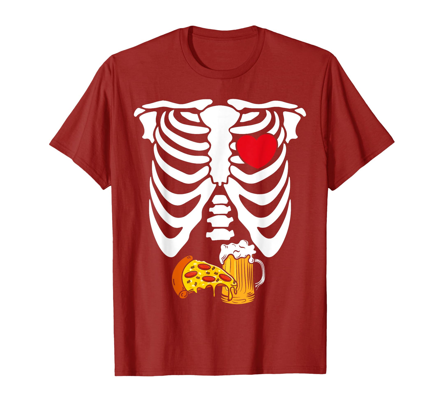 Pizza Heart Skeleton Rib Cage Halloween Costumes Men Women T-Shirt