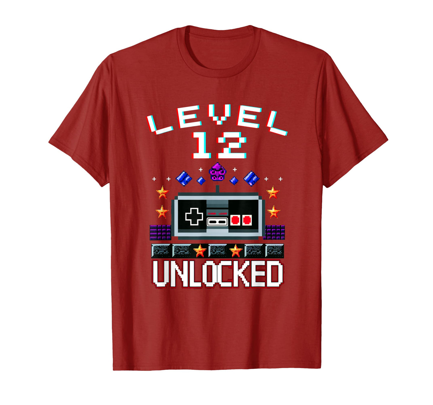 12th Birthday Boy Level 12 Unlocked Funny Video Game Gamer T-Shirt