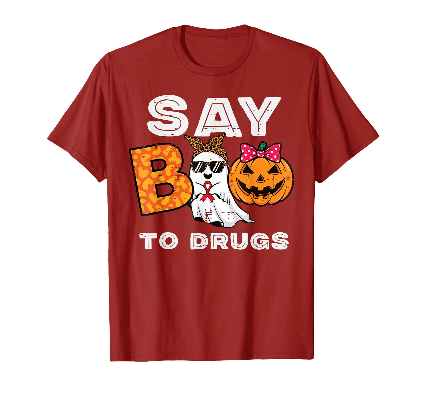 Red Ribbon Week Ghost Say Boo to Pumpkin Women Girls Kids T-Shirt