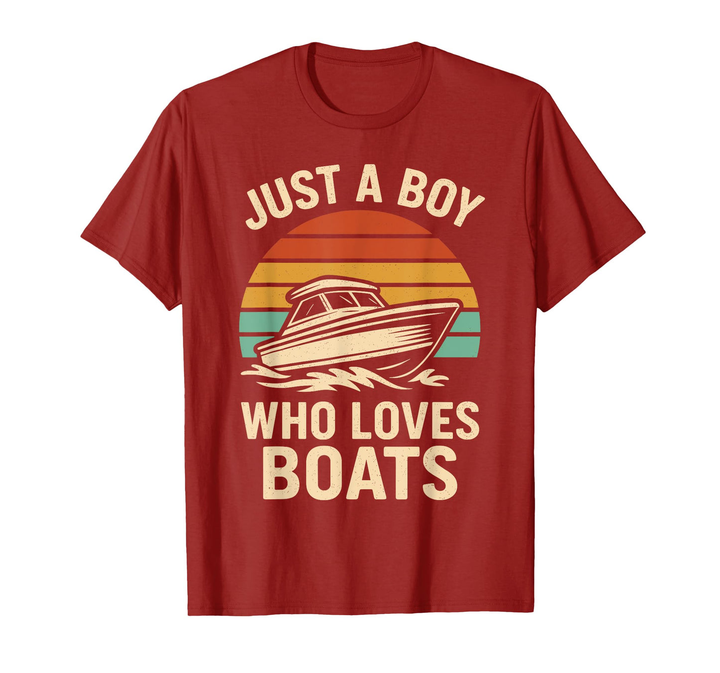 Just a Boy Who Loves Boats Retro Boys Bday Boat Lover T-Shirt