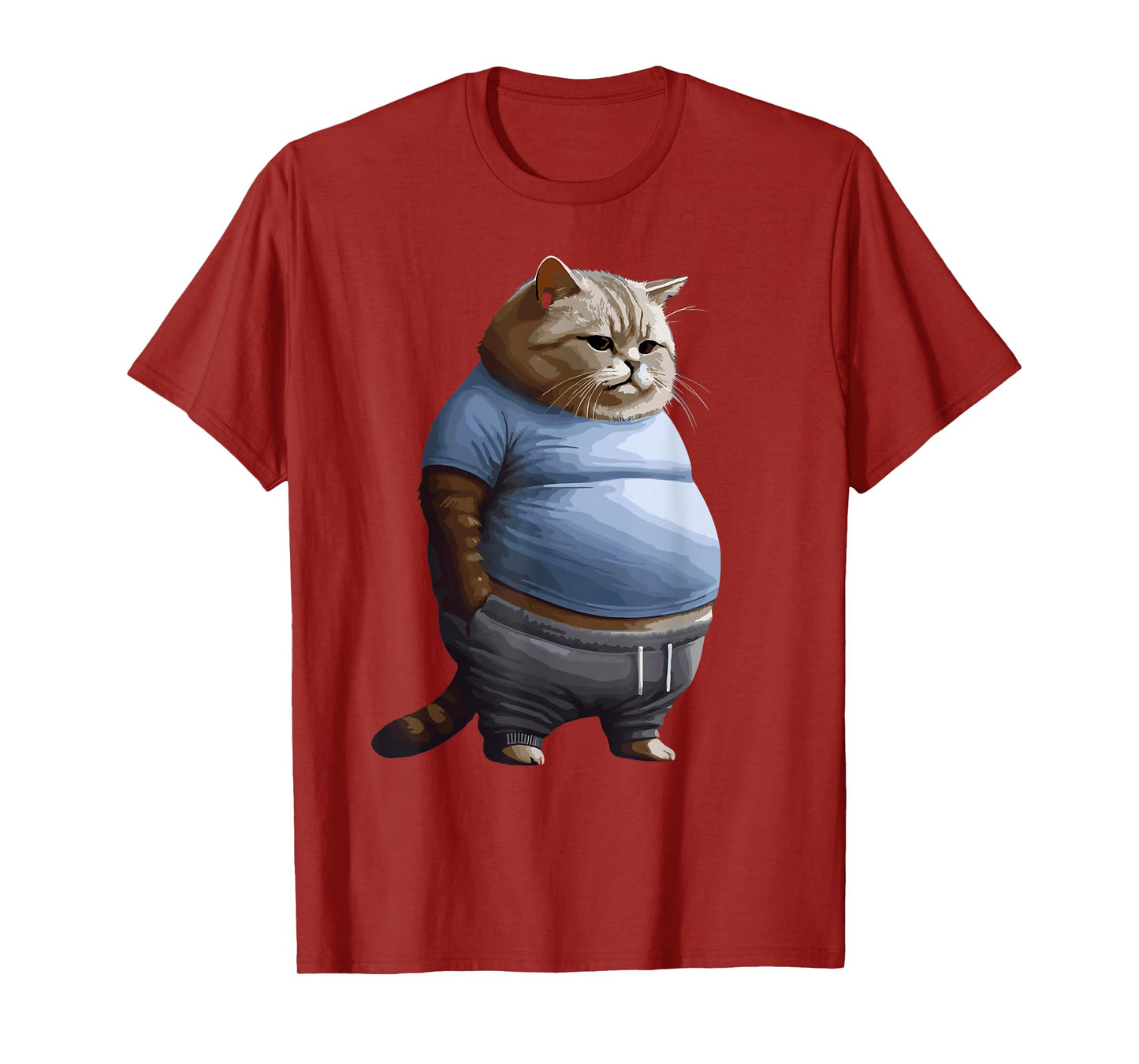 Funny Fat Sad Cat Art Design Fat Kitten Cat Lover Fat Cat T-Shirt