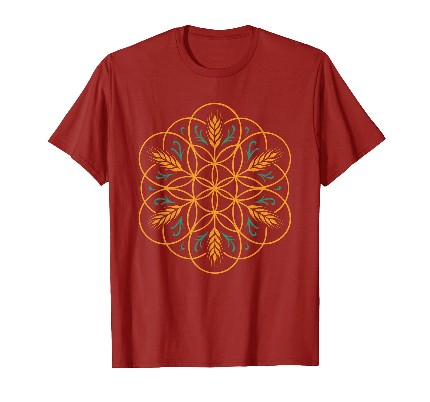 Lammas Lughnasadh Vibes Sacred Grain Flower Mandala Symbol T-Shirt