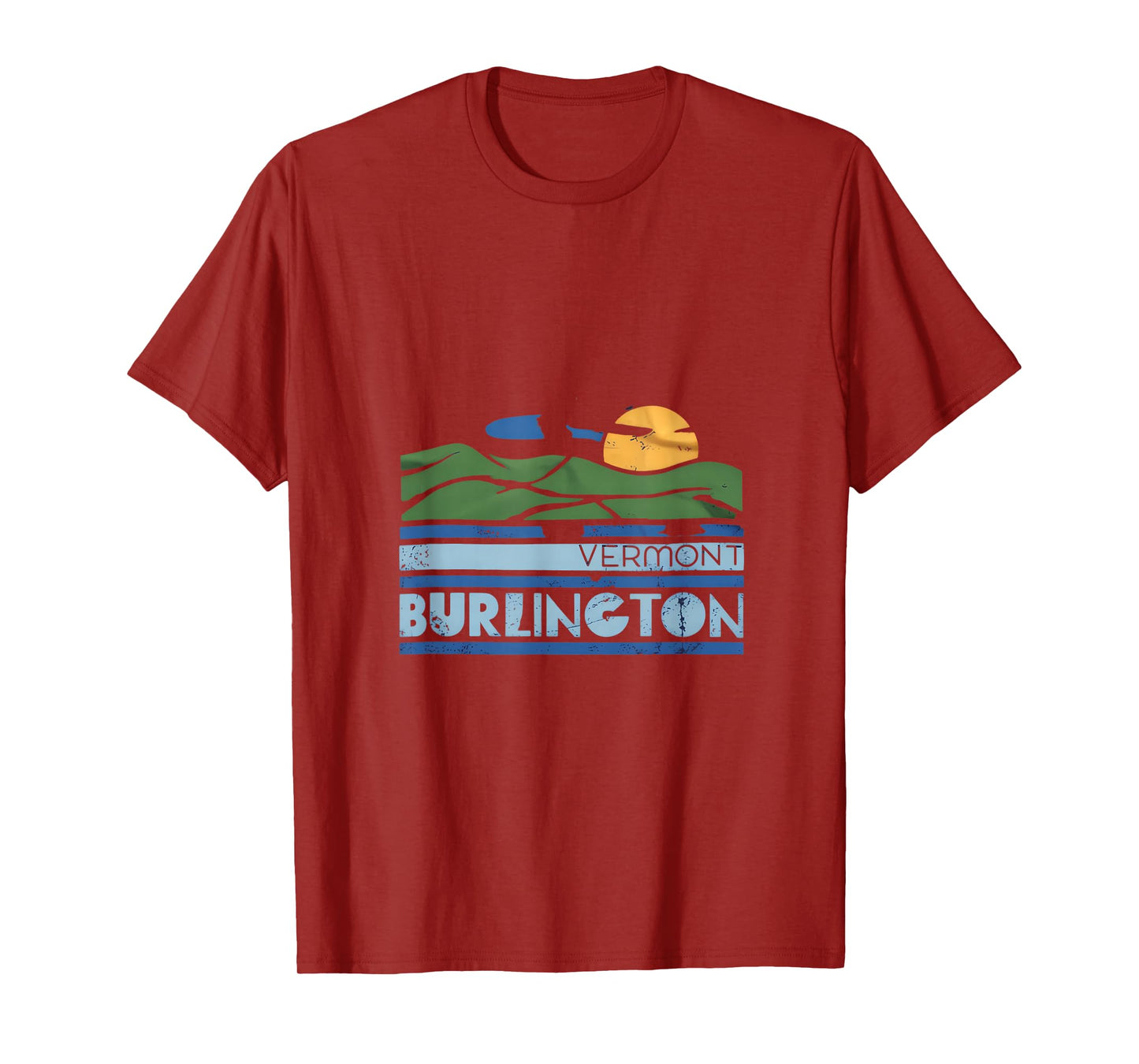 Vermont Burlington Retro Sunset Mountains T-Shirt