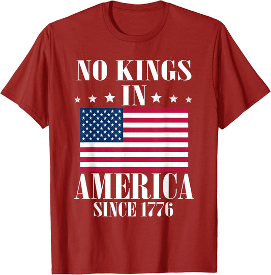 No Kings In America Since 1776 Retro American Flag Patriotic T-Shirt