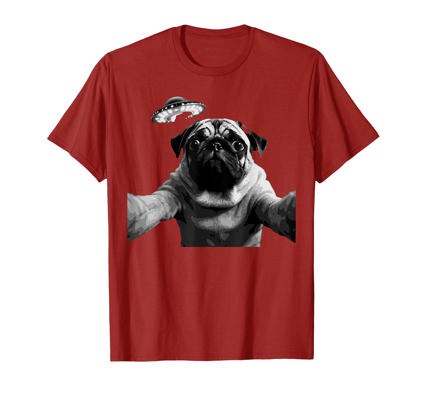 Funny Pug Selfie With UFO Encounter Love Dog Aliens T-Shirt