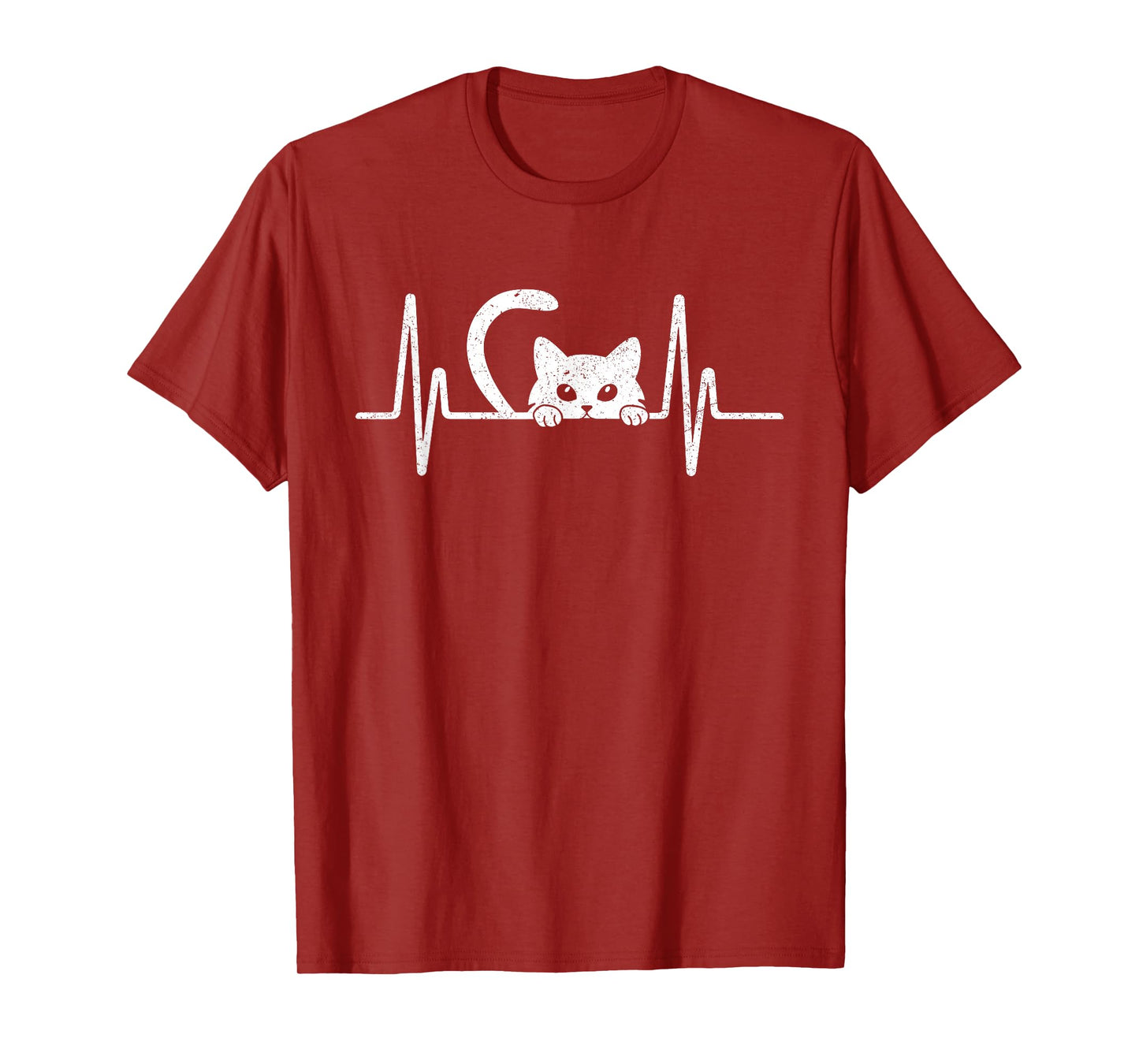 Cat Heartbeat Shirt Cute Kids Men Women Cat Lover Heart Beat T-Shirt