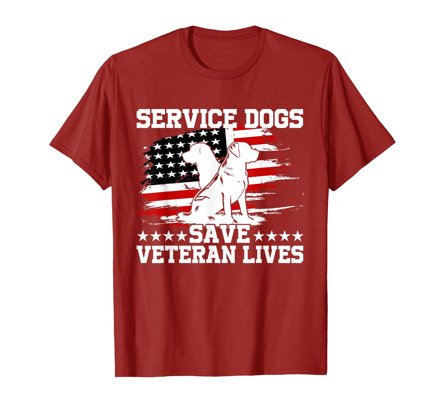 Service Dogs Save Veteran Lives American Flag Veterans Day T-Shirt