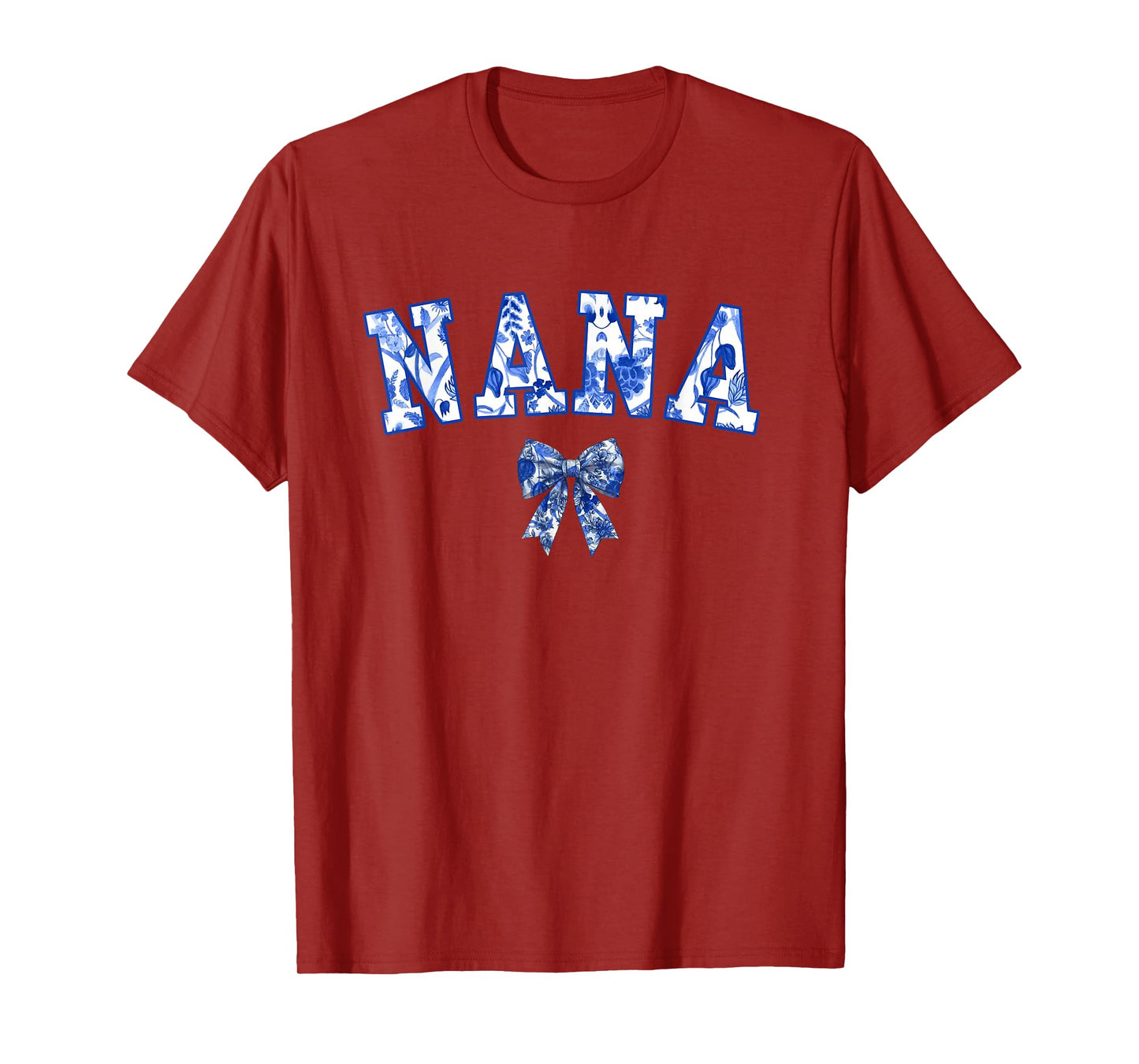 Nana Coquette Toile Blue Bow Floral Family Matching T-Shirt