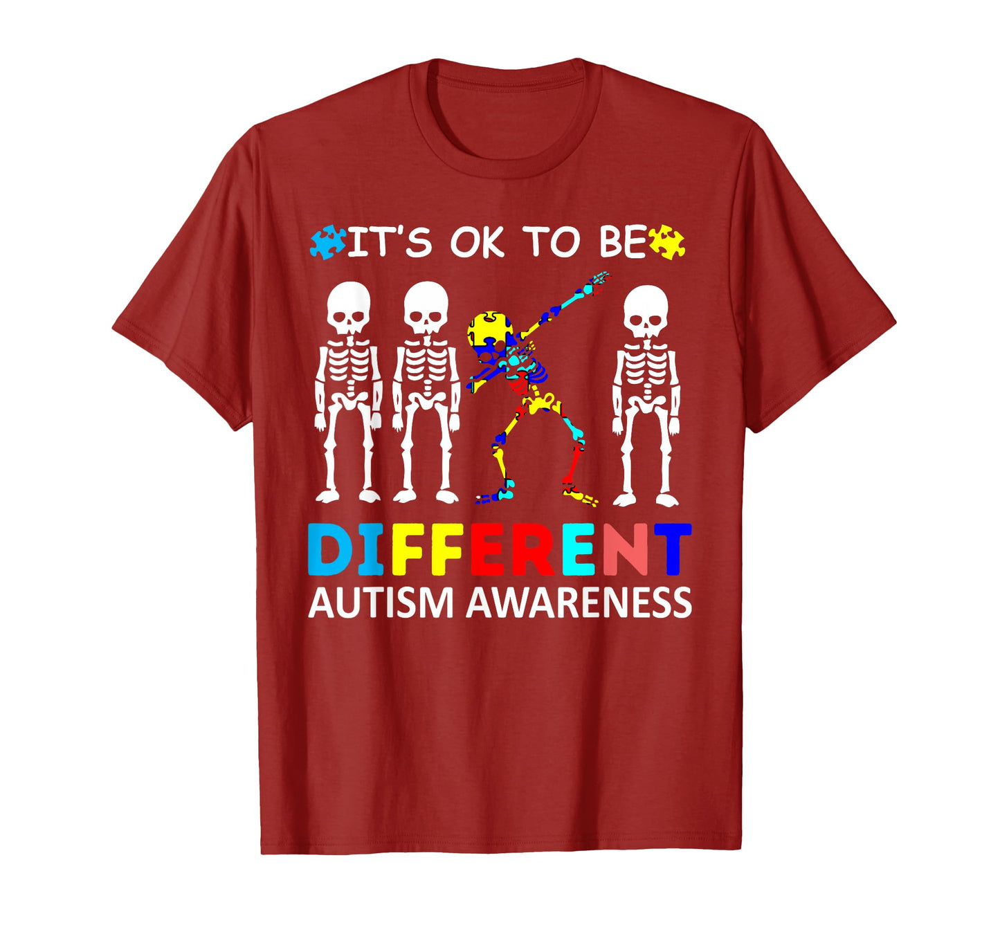 Autism Awareness Its Ok To Be Different Acceptance skeleton T-Shirt