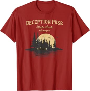 Deception Pass State Park Washington Lake River Canoe T-Shirt
