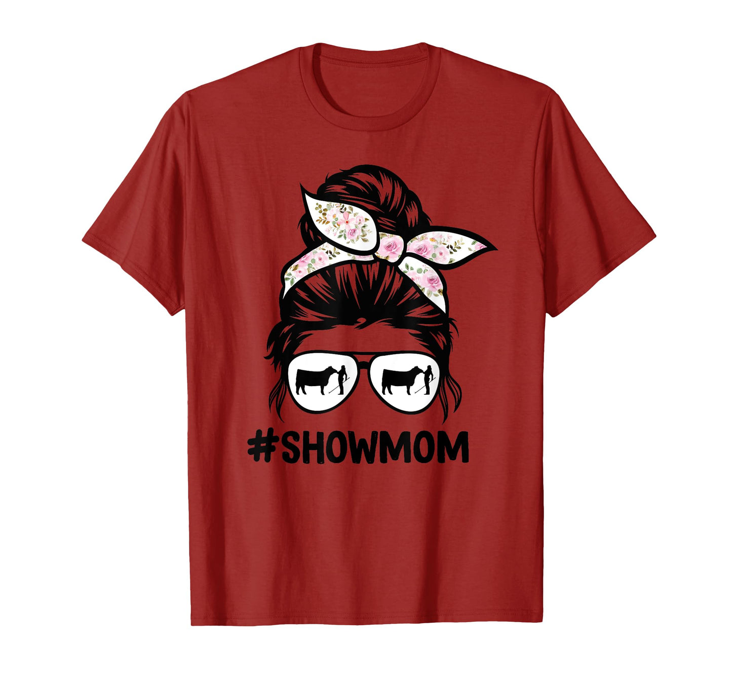 cattle show mom messy bun hair cow show mom T-Shirt