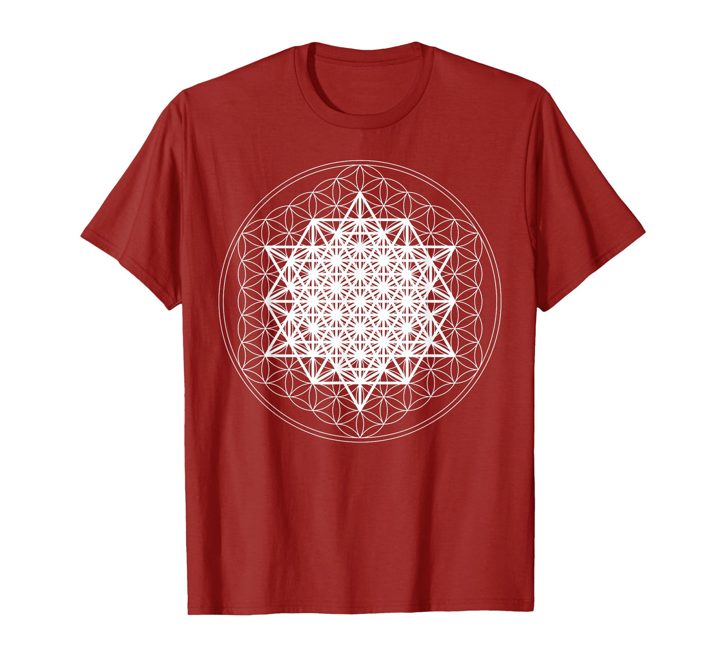64 Tetrahedron White Sacred Geometry Flower of Life Divine T-Shirt