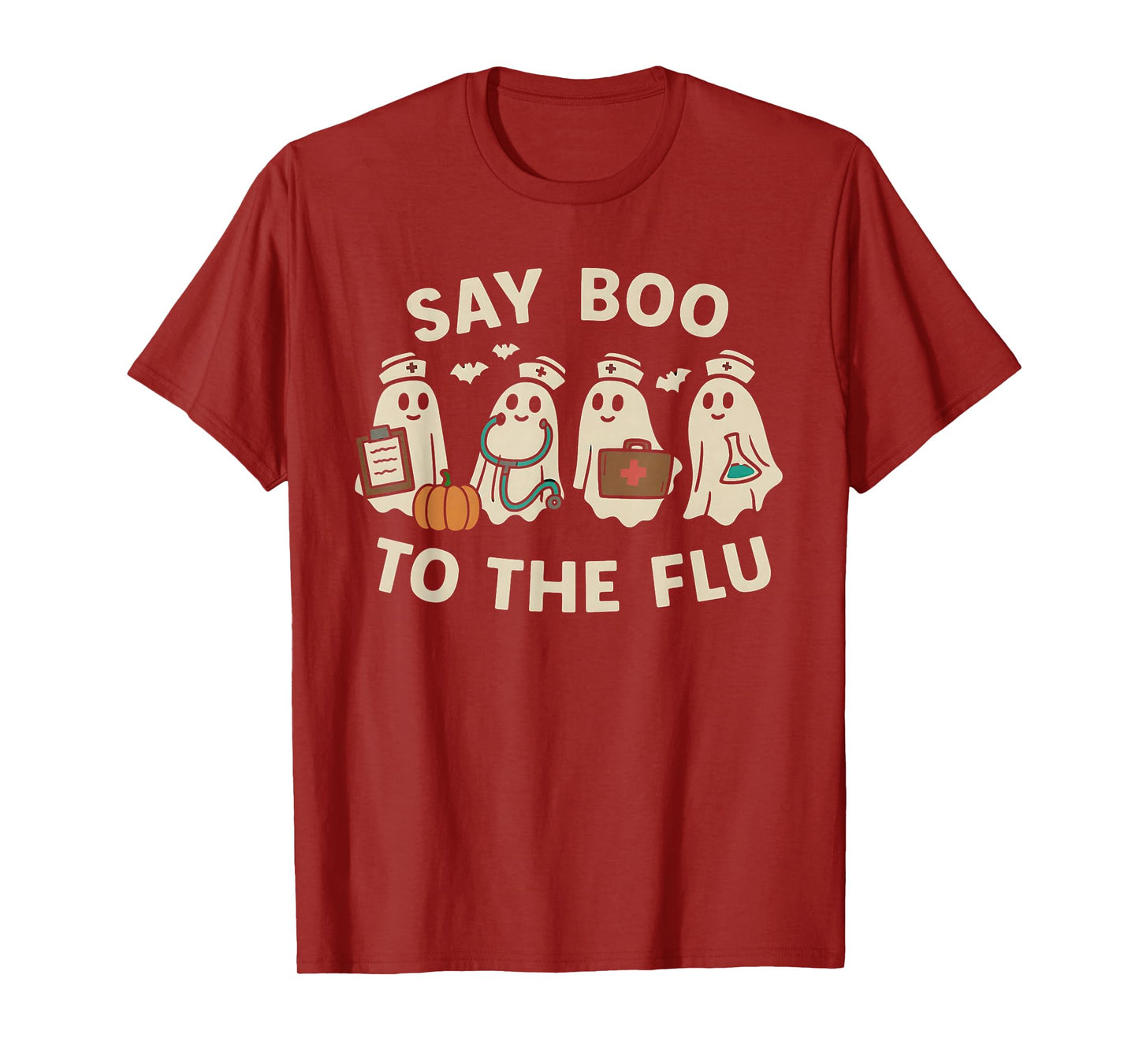 Nurse Halloween Ghost Crew Vaccine Say Boo to The flu T-Shirt