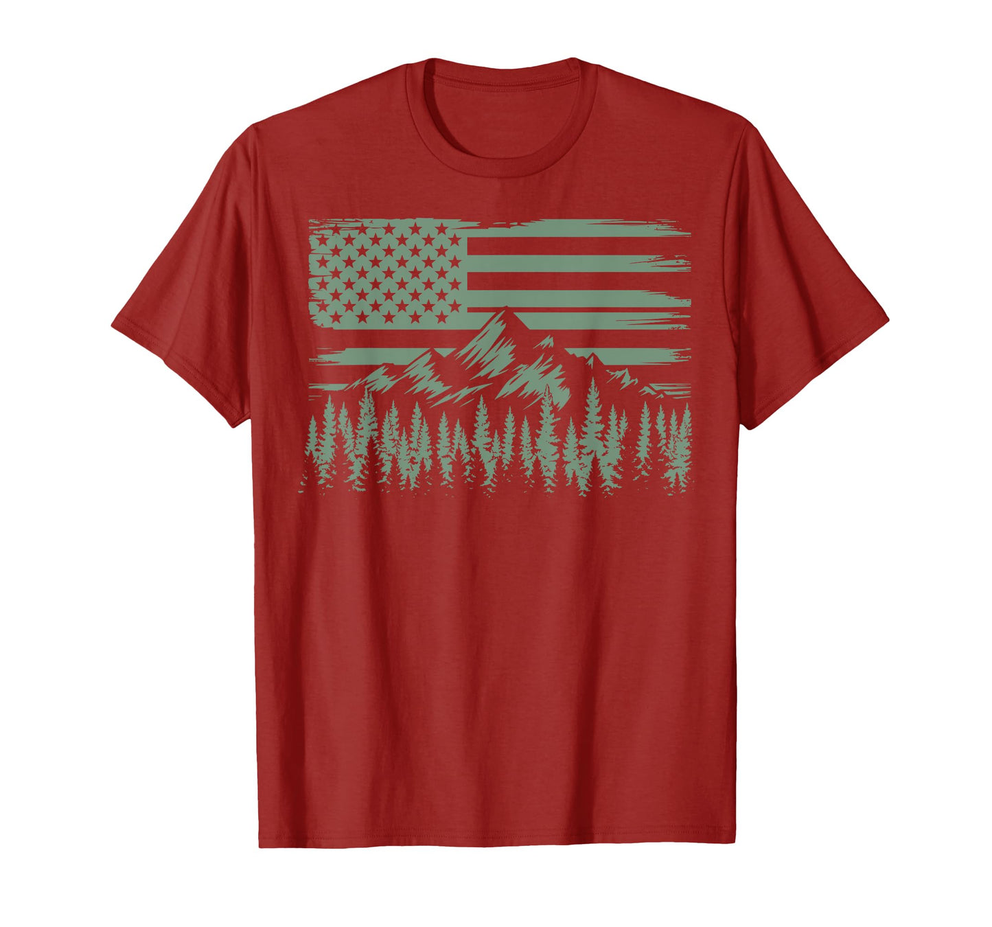 Nature Landscape USA Flag Outdoor Wildlife Hiking T-Shirt