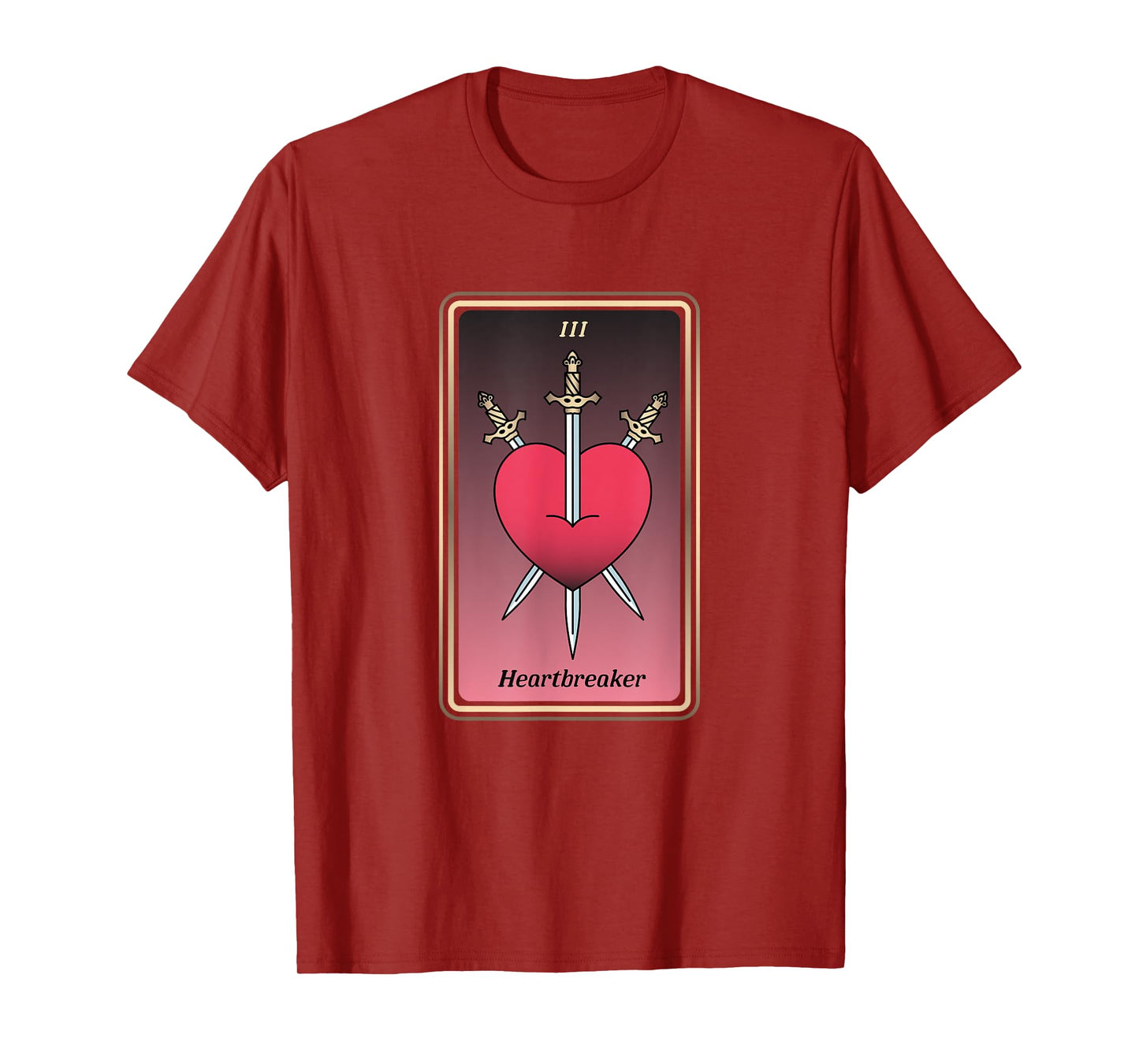 Anti-Valentine Tarot Card Heartbreaker Three Of Swords T-Shirt