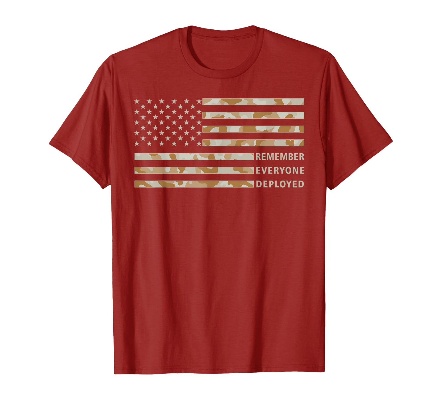 RED Friday Remember Everyone Deployed Military Camo Flag Tan T-Shirt
