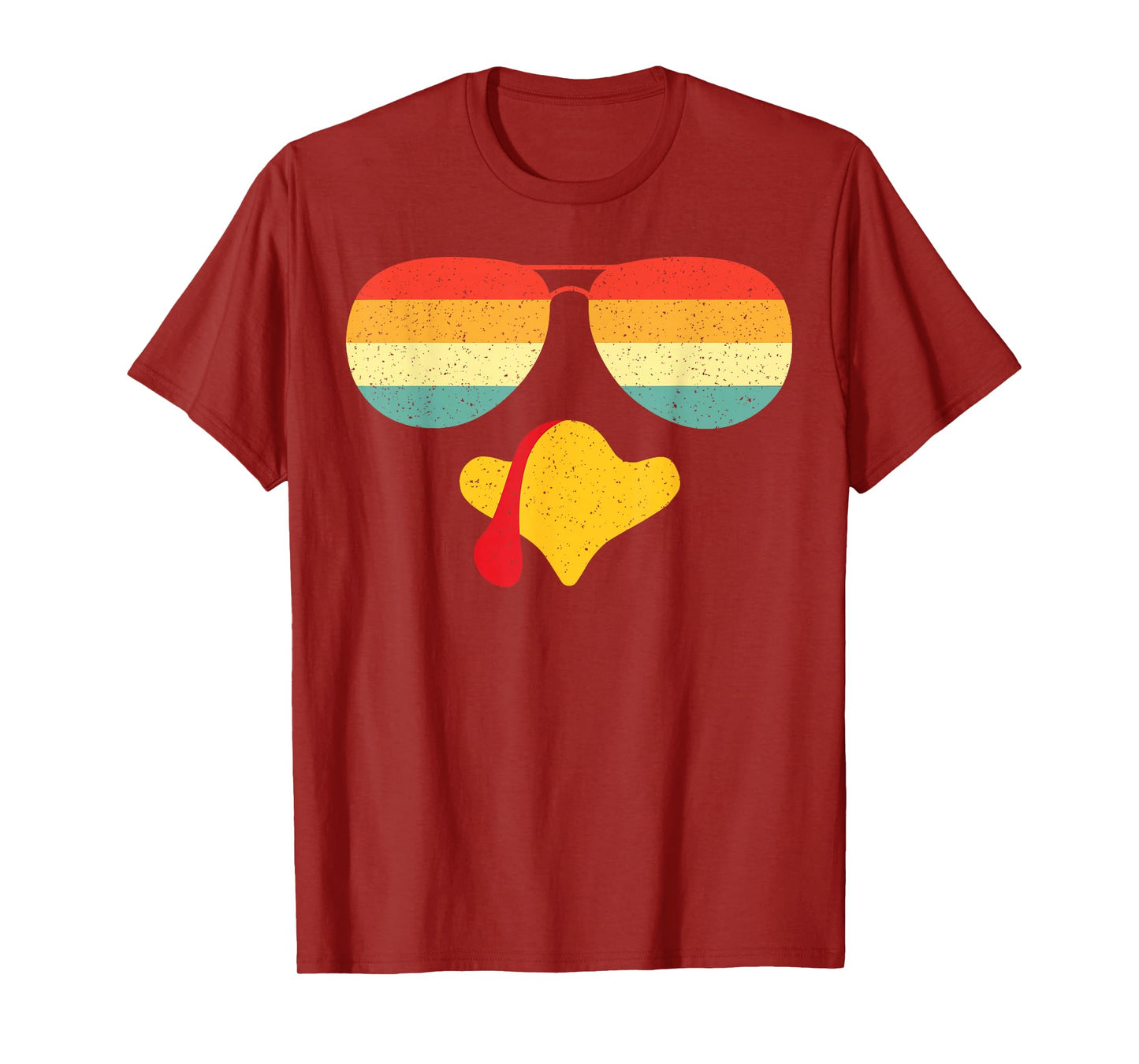 Retro Cool Turkey Face Aviator Sunglasses Funny Thanksgiving T-Shirt