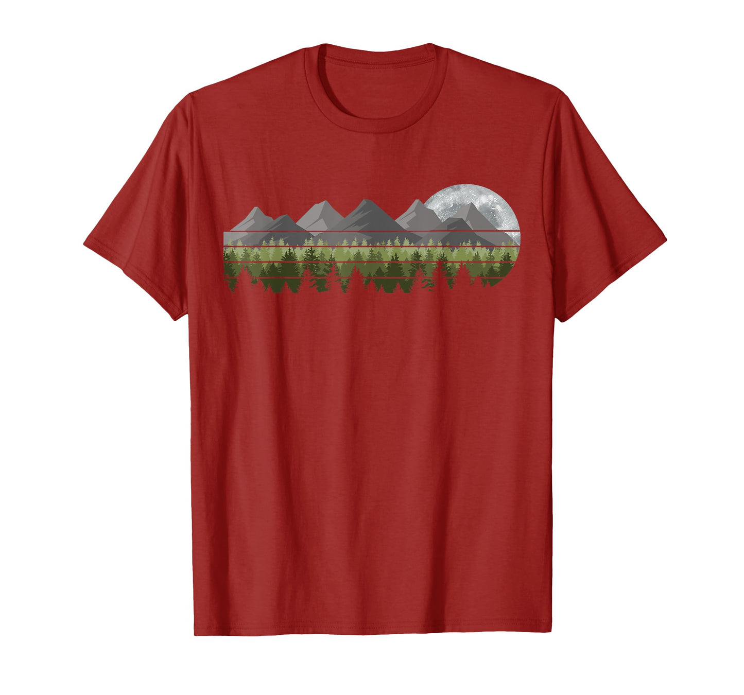 Mountain Trees Wildlife Outdoor Nature Vintage Forest Moon T-Shirt