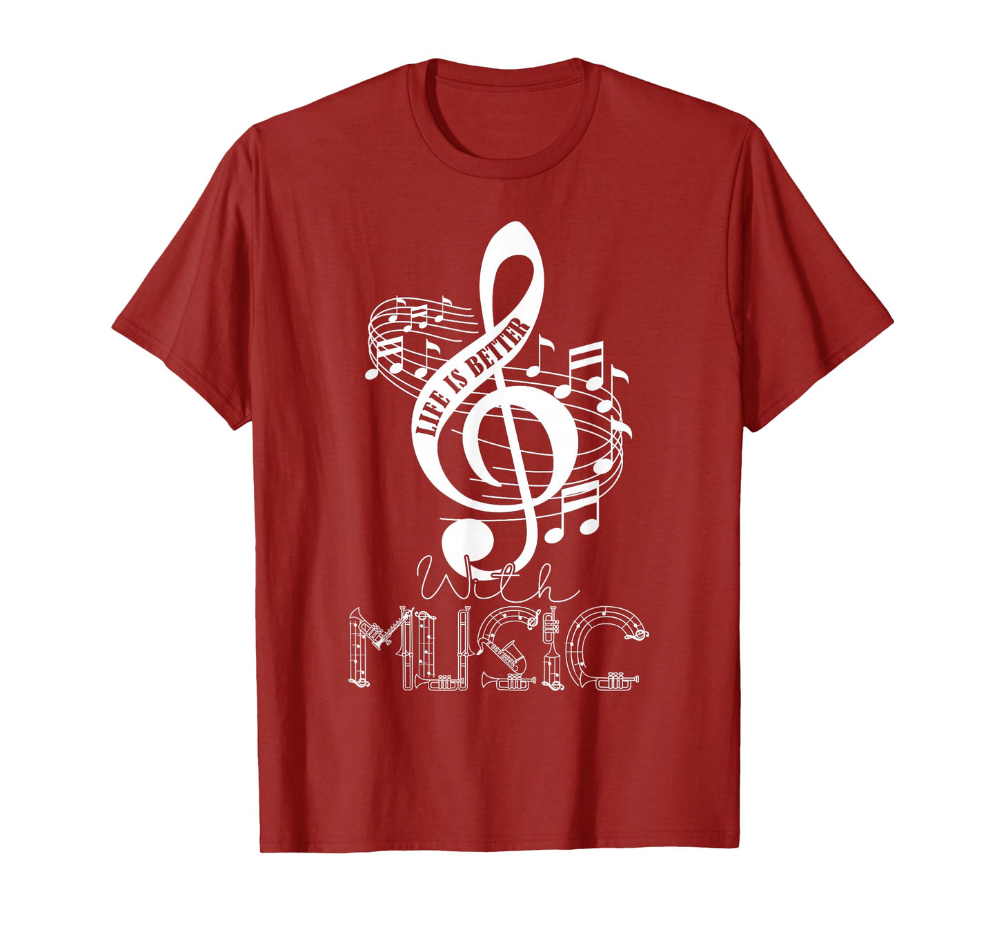 Life Is Better With Music Notes Musical Sheet Musician Music T-Shirt