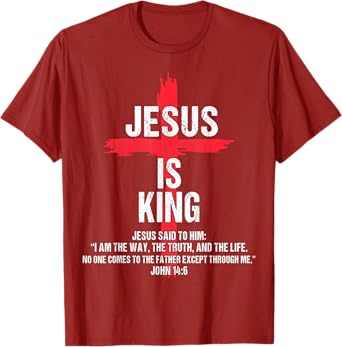 Kids Jesus Is King Christian-Shirt Boy Youth Religious Cross T-Shirt