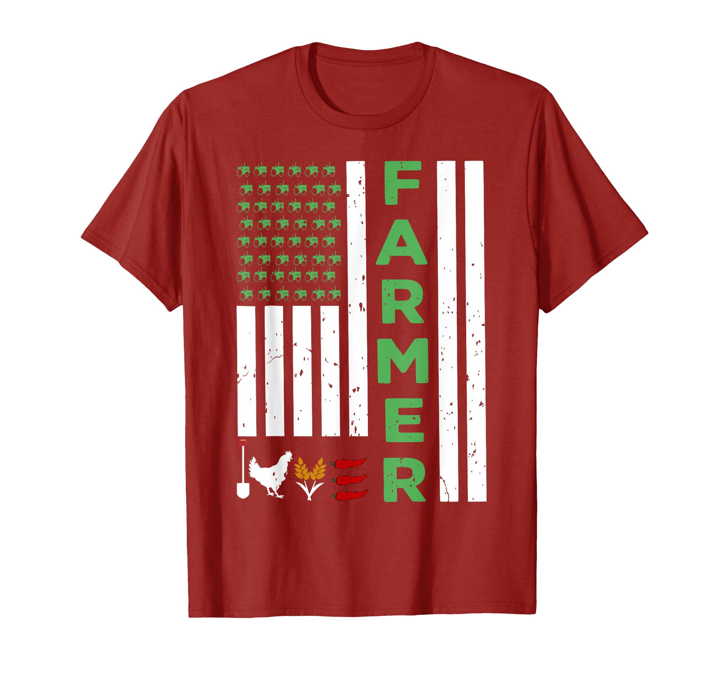 Tractor Farmer American Flag Agricultural Worker T-Shirt