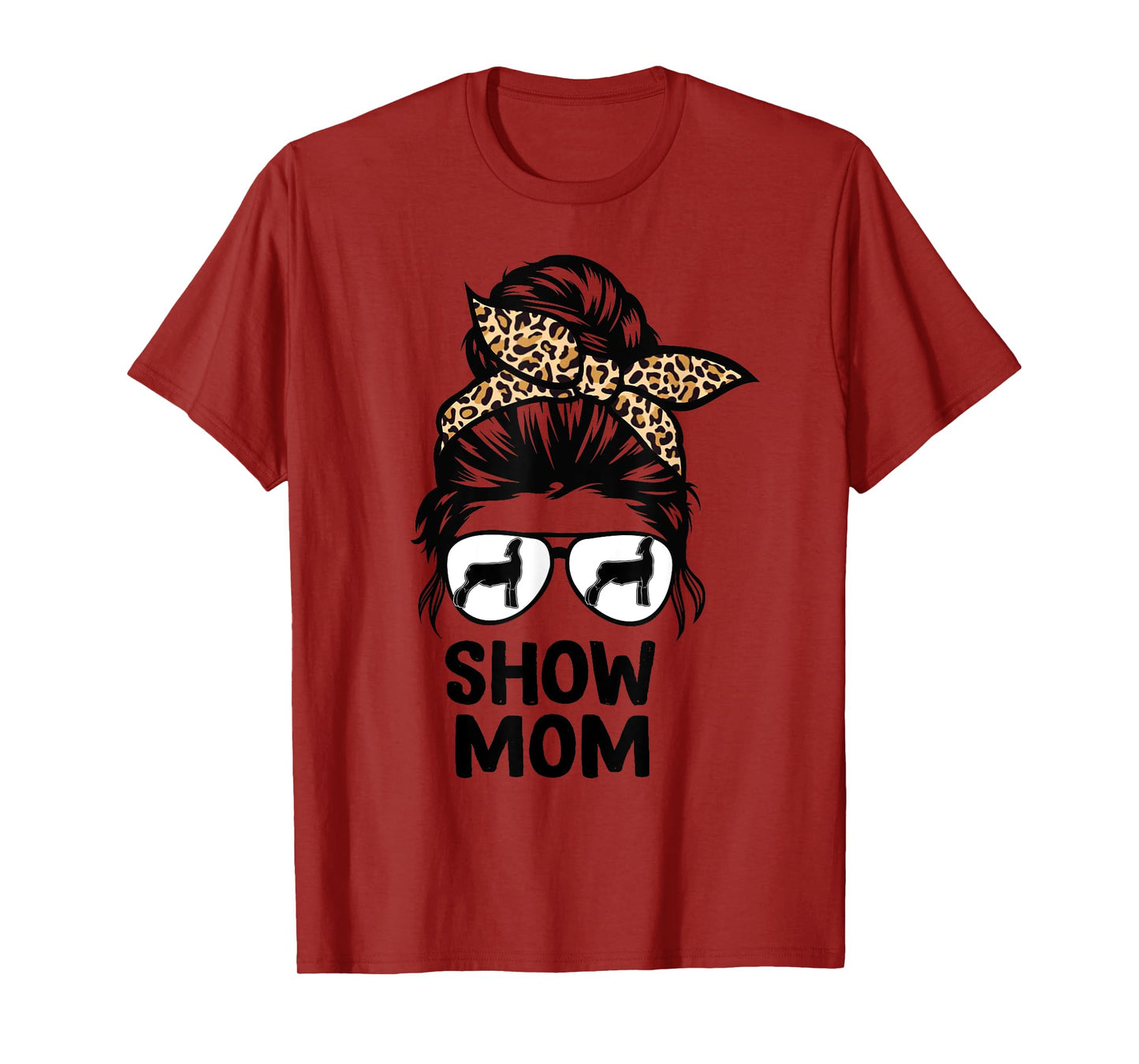 show lamb mom messy bun leopard, sheep show mama T-Shirt