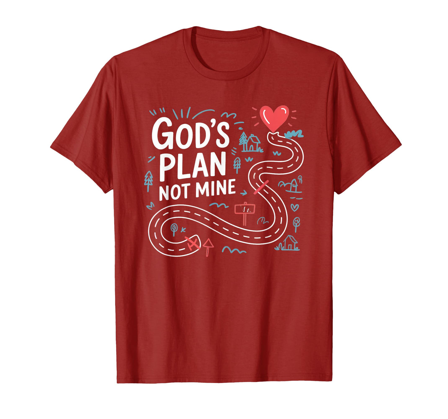 Gods Plan Not Mine Road Map Christian Faith T-Shirt
