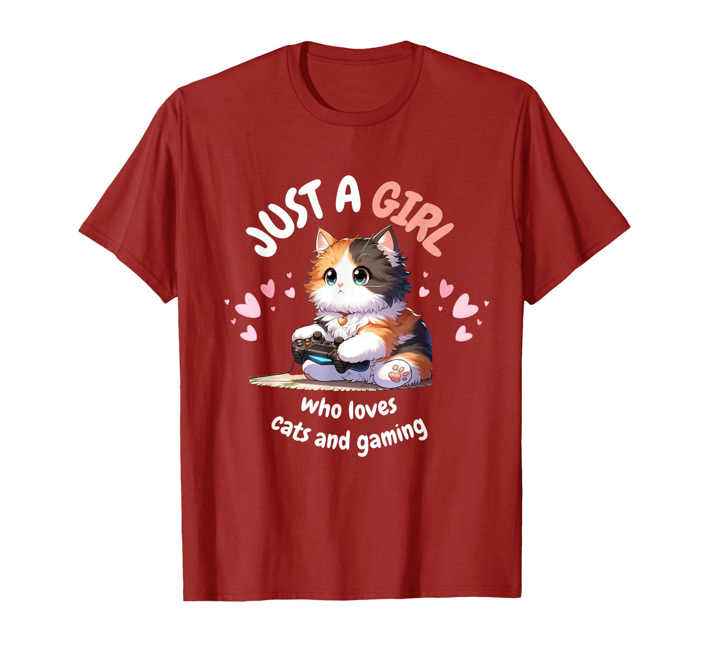 Just A GIRL Who Loves Cats Gaming cute Kawaii Anime Otaku T-Shirt
