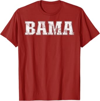 Alabama - Bama White AL State Graphic Vintage Sports Lover T-Shirt