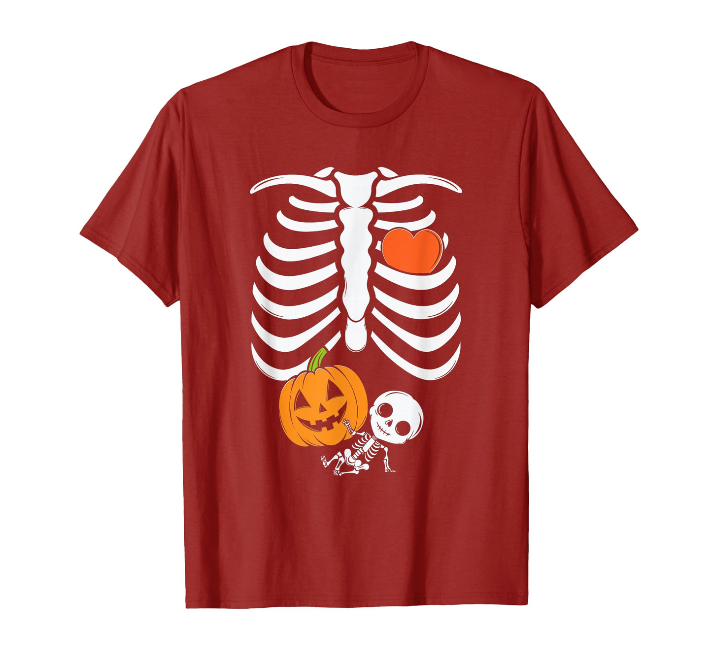 Pregnant Skeleton Mom Halloween Pregnancy Baby Announcement T-Shirt