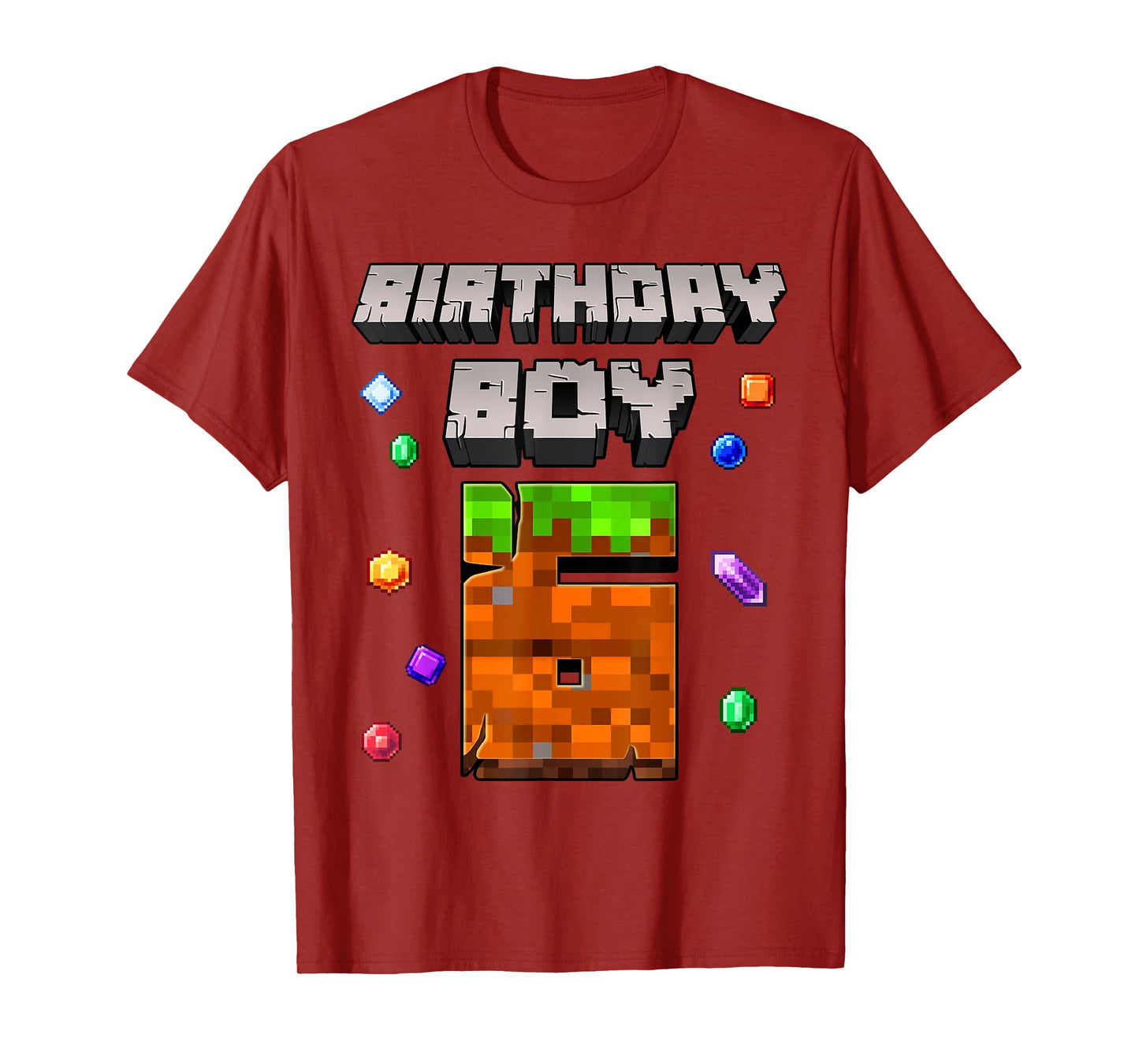 6th Birthday Boy 6 Video Gamer Pixel Number Six Bday Party T-Shirt