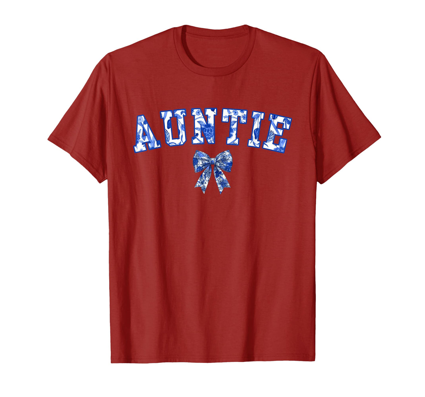 Auntie Coquette Toile Blue Bow Floral Family Matching T-Shirt