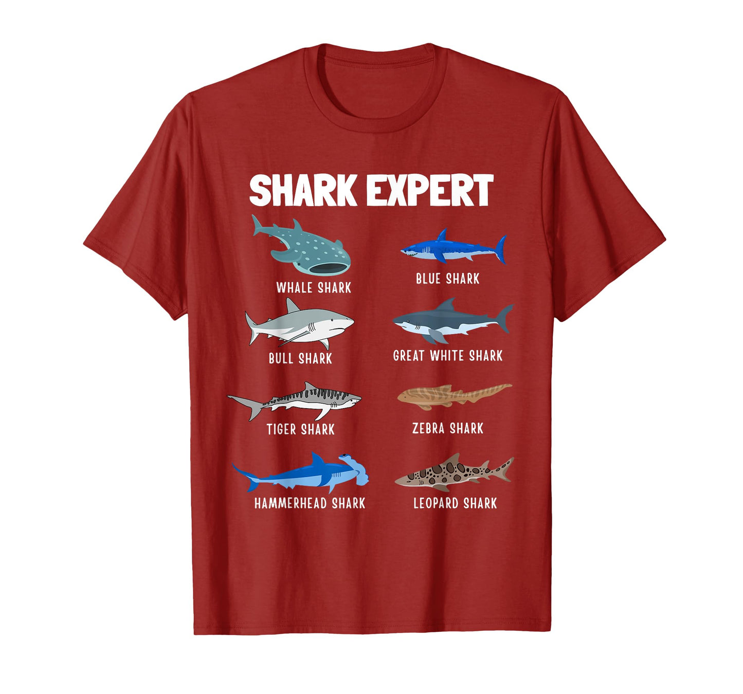 Funny Shark Expert Educational Ocean Animal Species Lovers T-Shirt