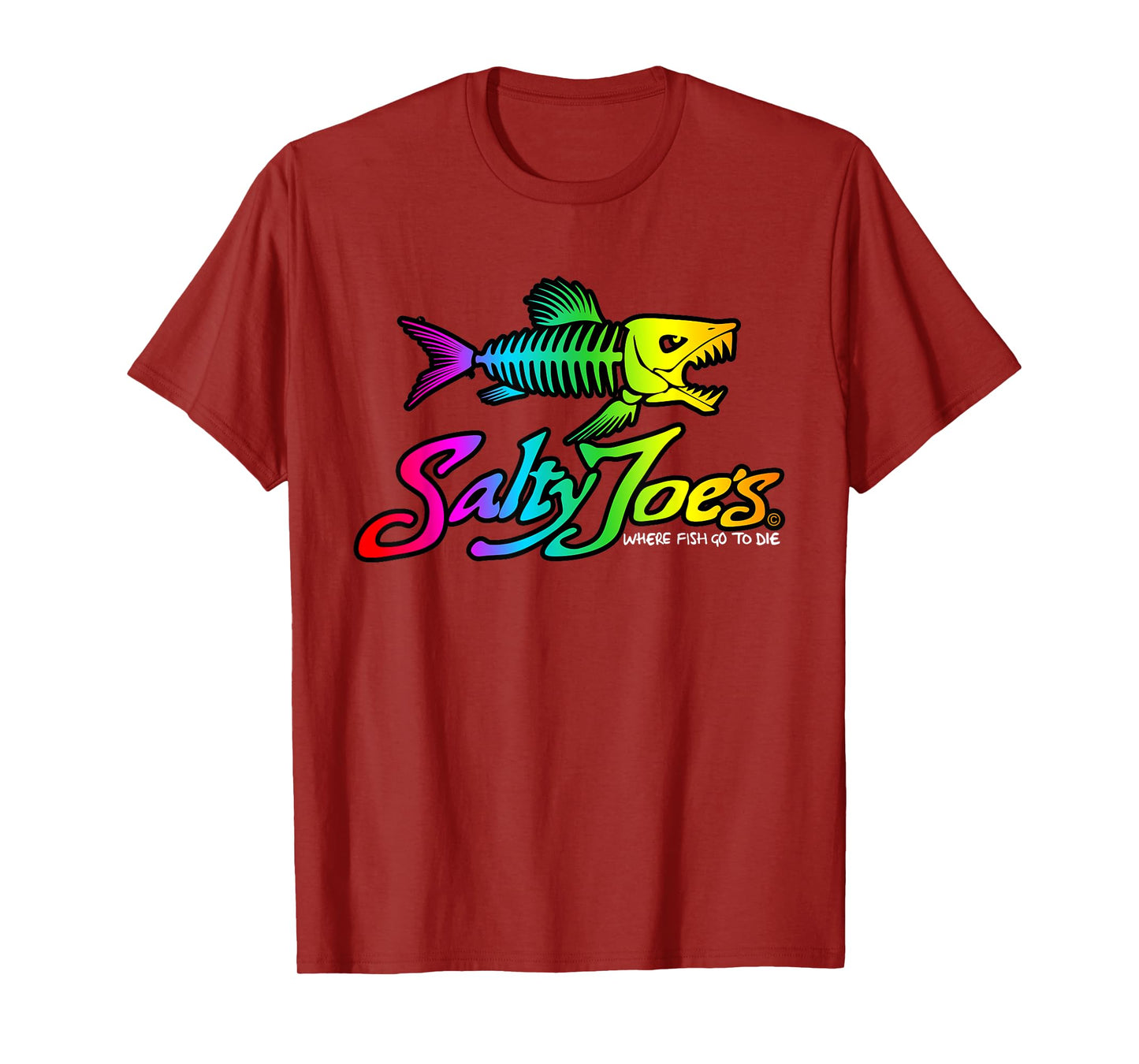 Salty Joe's Skeleton Fish Logo Surf Shop Graphic T-Shirt