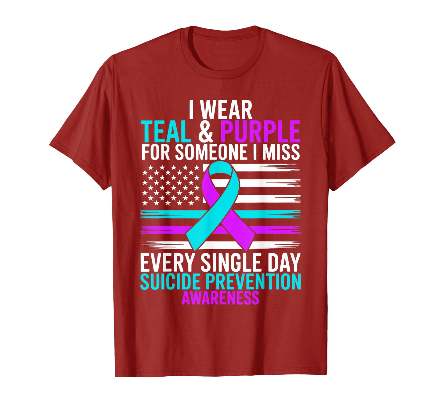 Retro I Wear Teal Purple for Someone Suicide Prevention T-Shirt