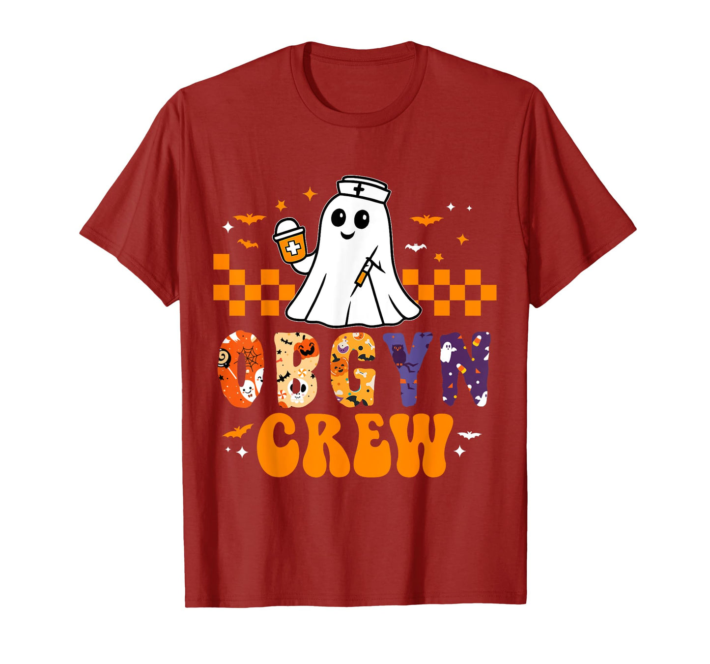 Halloween OBGYN Crew Funny Boo Ghost Nurse Nursing Scrub T-Shirt