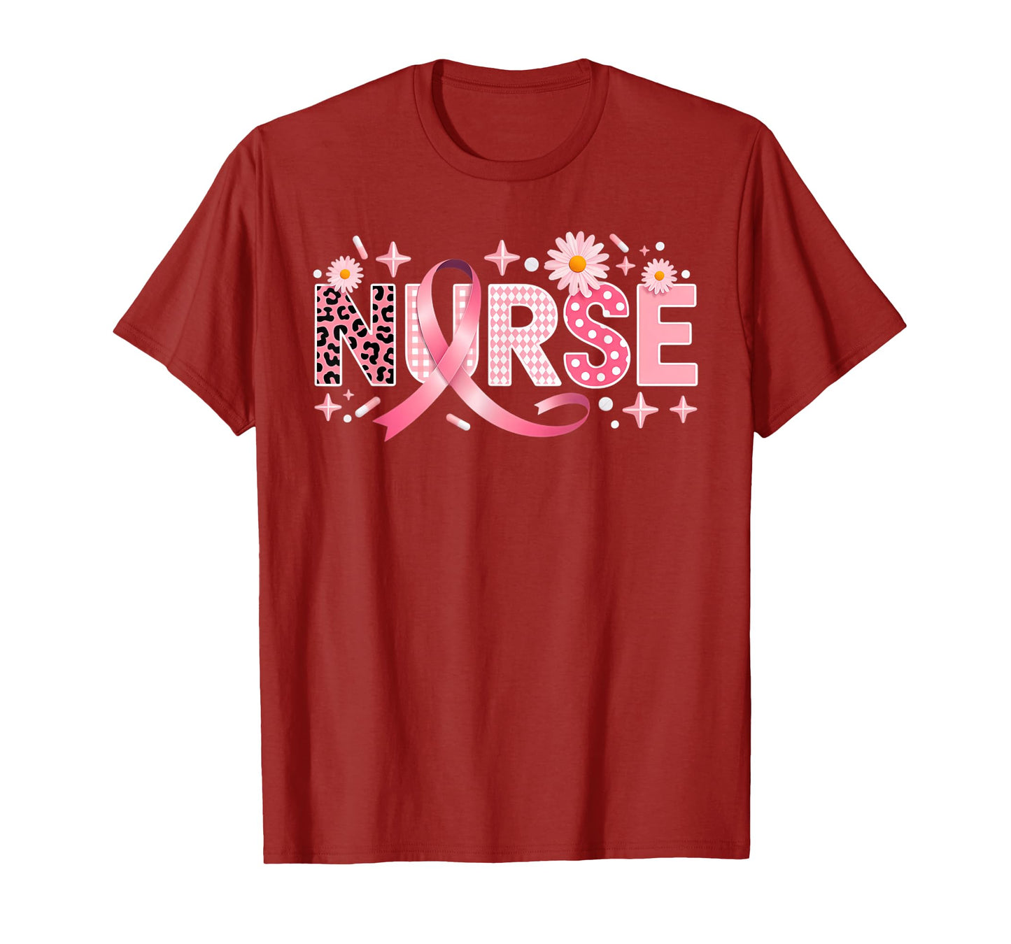 Pink Ribbon Stethoscope Nurse Life Breast Cancer Awareness T-Shirt
