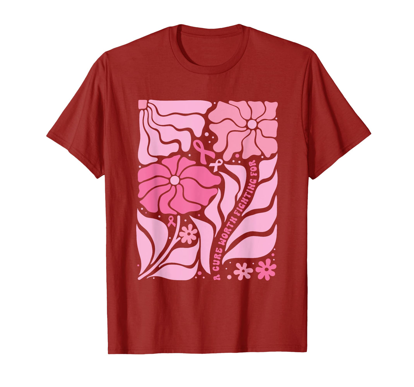 A Cure Worth Fighting for Breast Cancer Awareness Floral T-Shirt