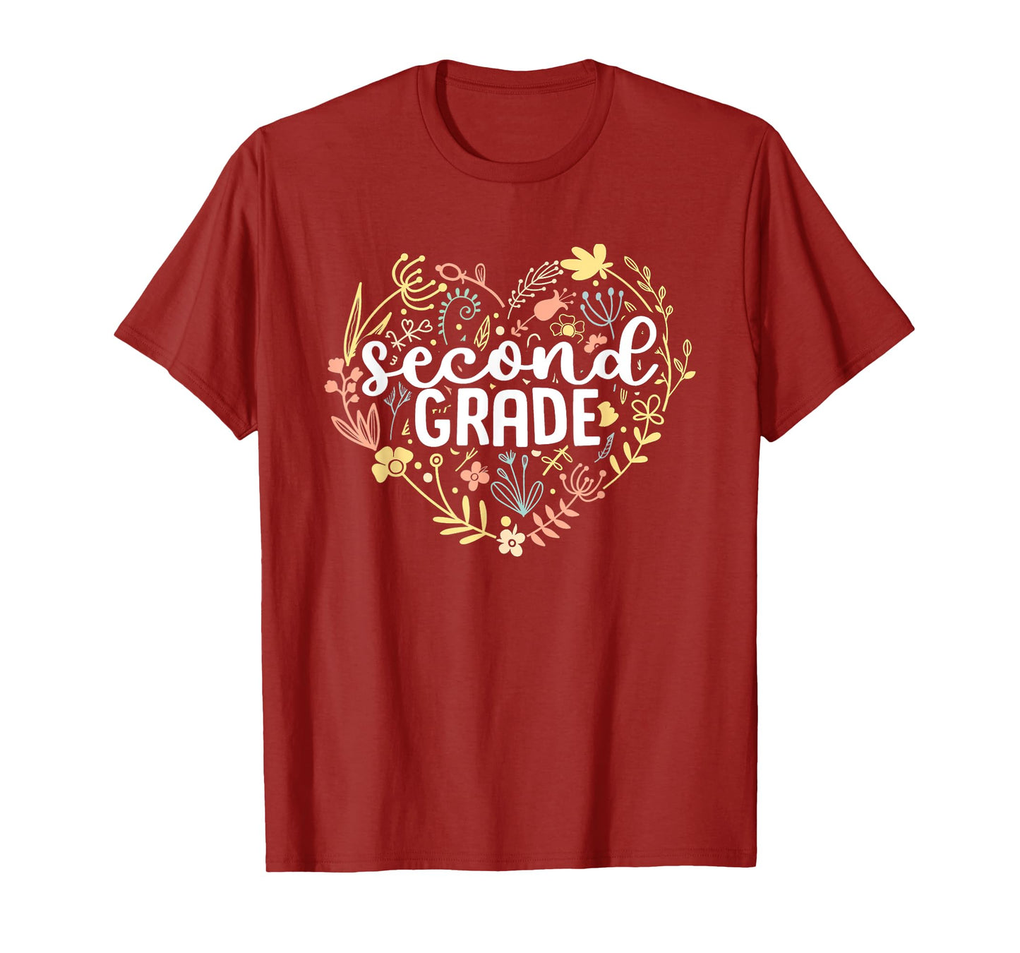 2nd Second Grade Floral Heart Back To School Teacher Girls T-Shirt