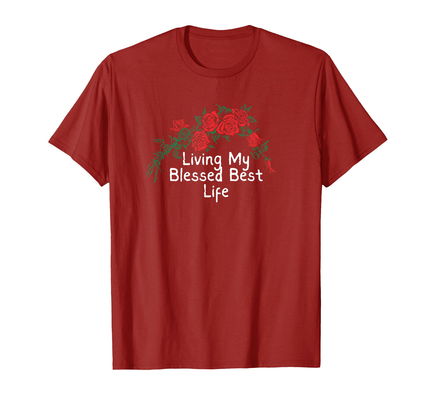Flowers Retro Red Graphic Living My Blessed Best Life T-Shirt