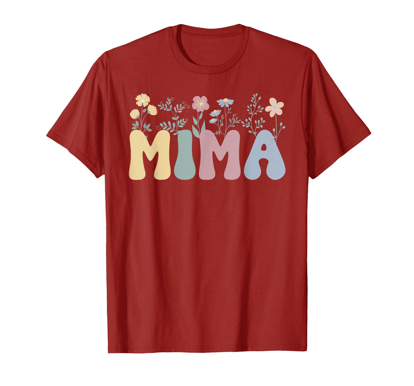 Mima Flowers Mima Grandmother Mima Grandma T-Shirt, Small, Black