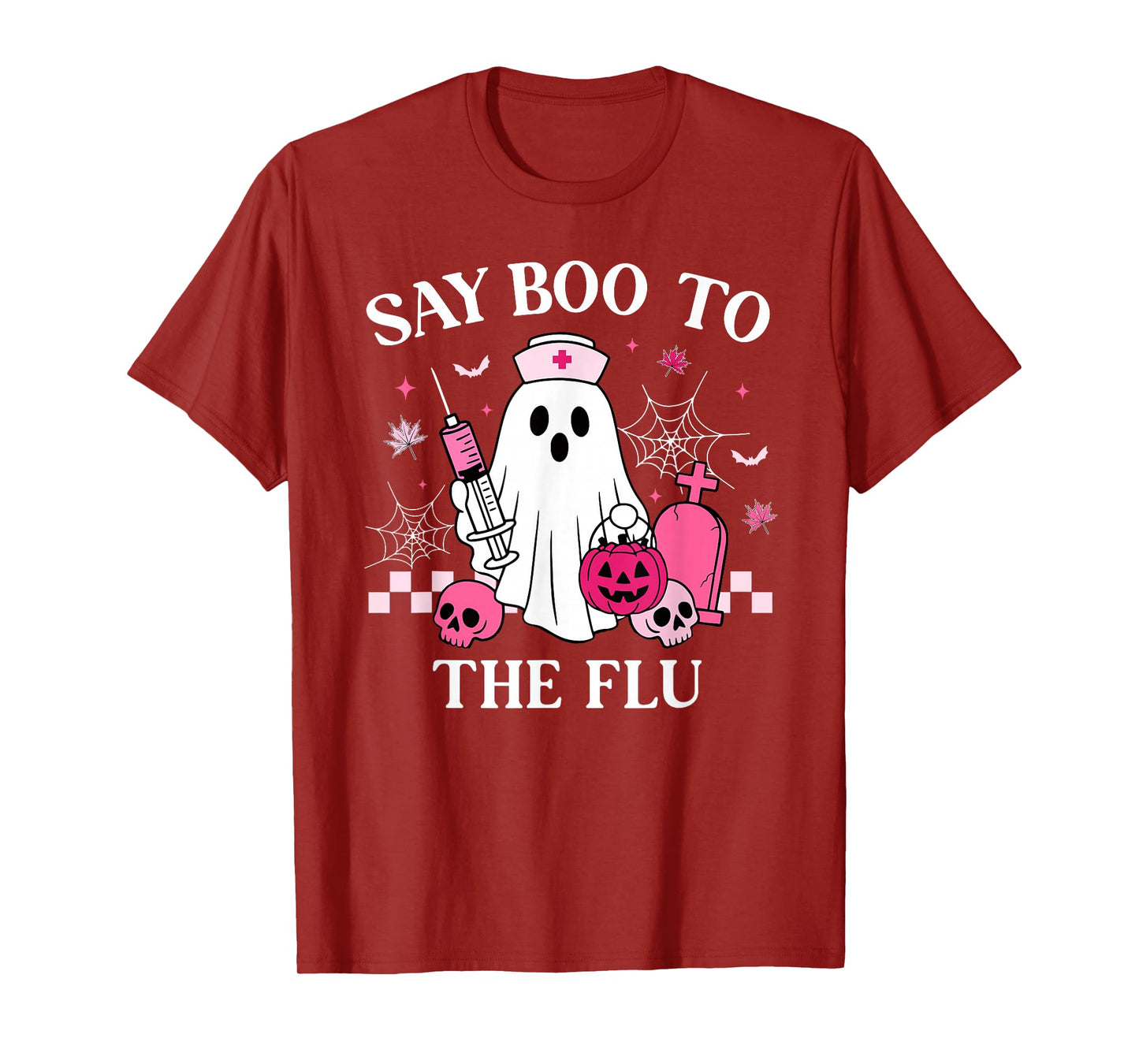 Say Boo to The Flu Funny Nurse Ghost Halloween Vaccine T-Shirt