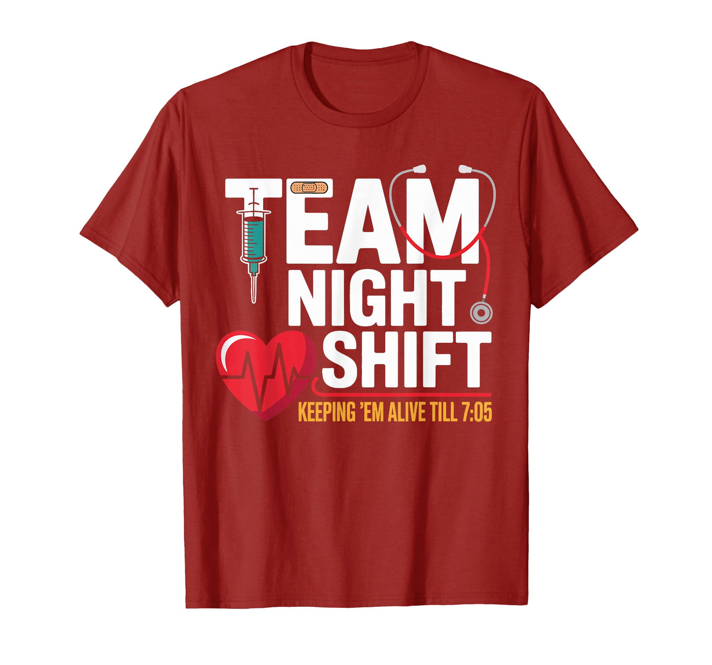 Night Shift Nurse Life RN CNA LPN Love Heartbeat Gifts Women T-Shirt