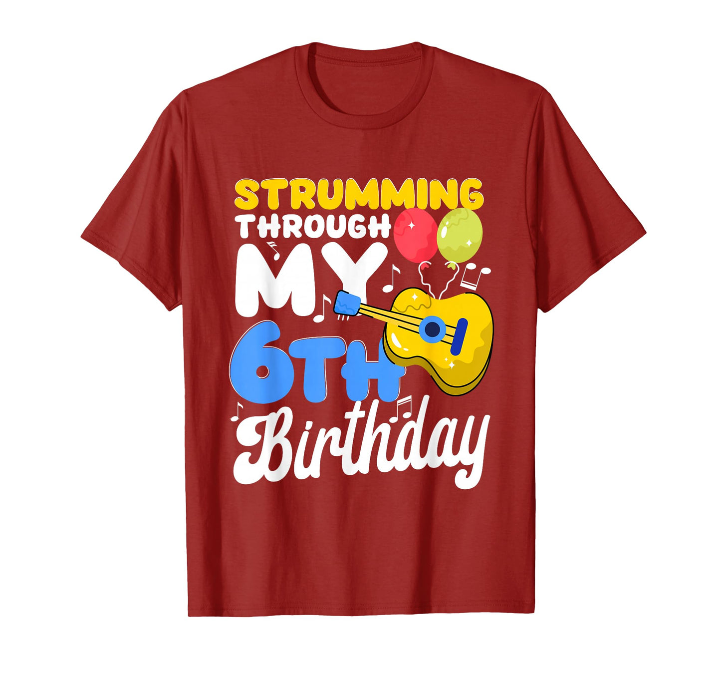 Musical Instrument Boys Girl Kids 6th Birthday Party T-Shirt